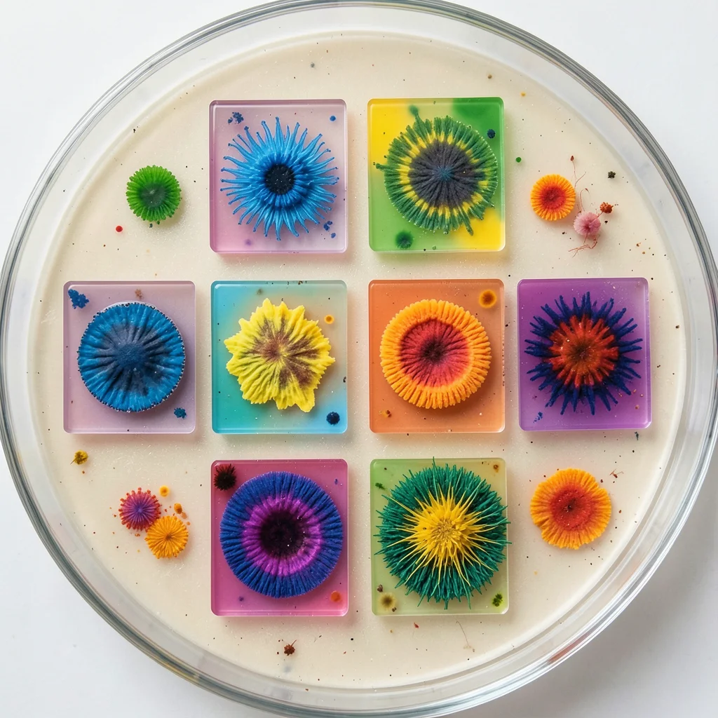 Grid inoculation of eight different species on one plate, each square showing di