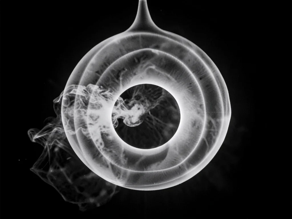 Breath visualization showing vortex ring formation