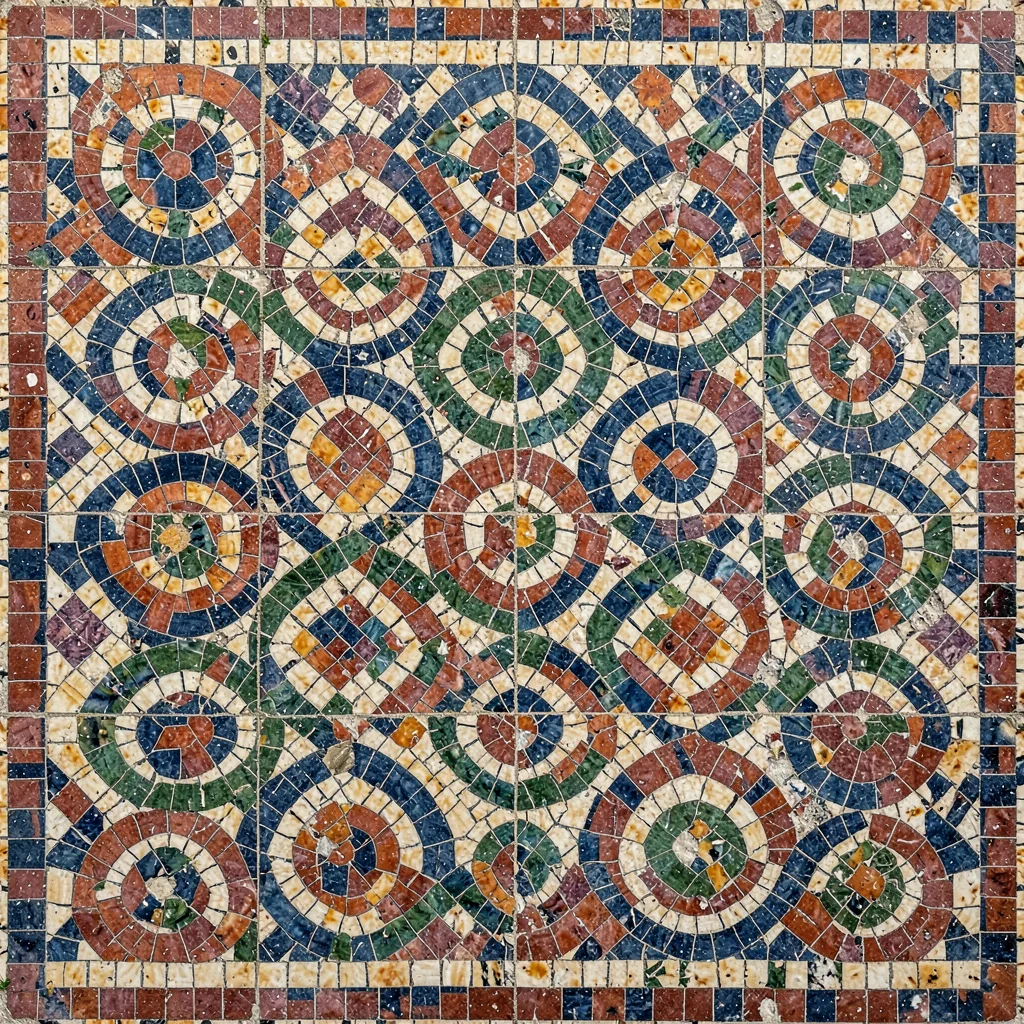 Geometric floor mosaic