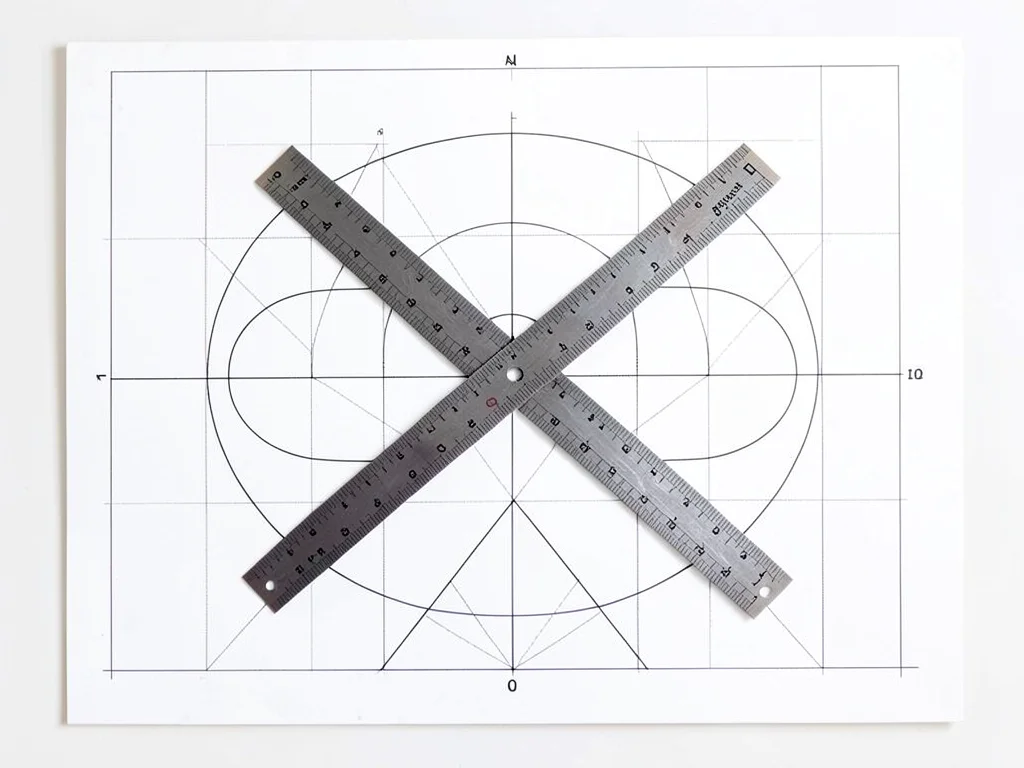 Architect's T-square and set square crossed on white drafting board
