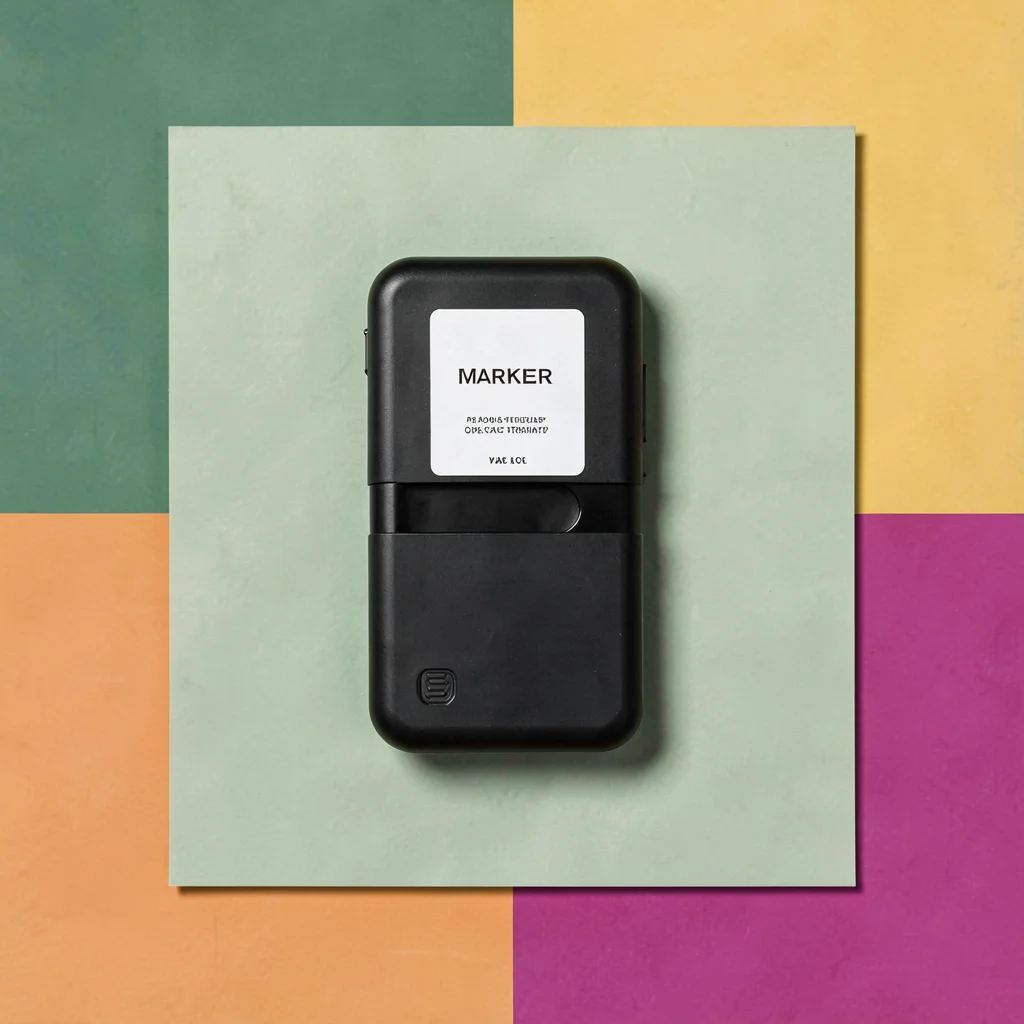 Centered catalog hero of a marker case open on a sage-green block backdrop