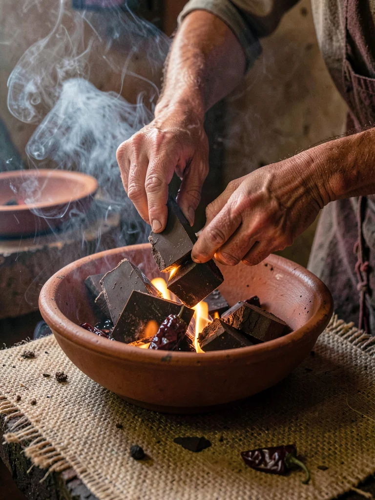 Breaking Oaxacan Chocolate Tablets by Hand
