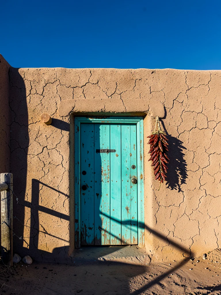 Turquoise Door with Chile Ristra