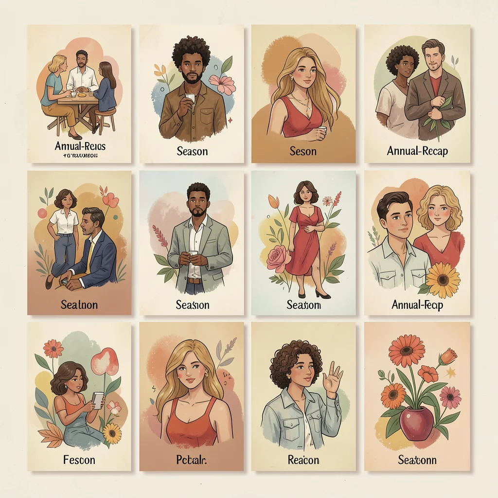 An illustration-portfolio annual-recap-grid of sixteen illustrations arranged 4x