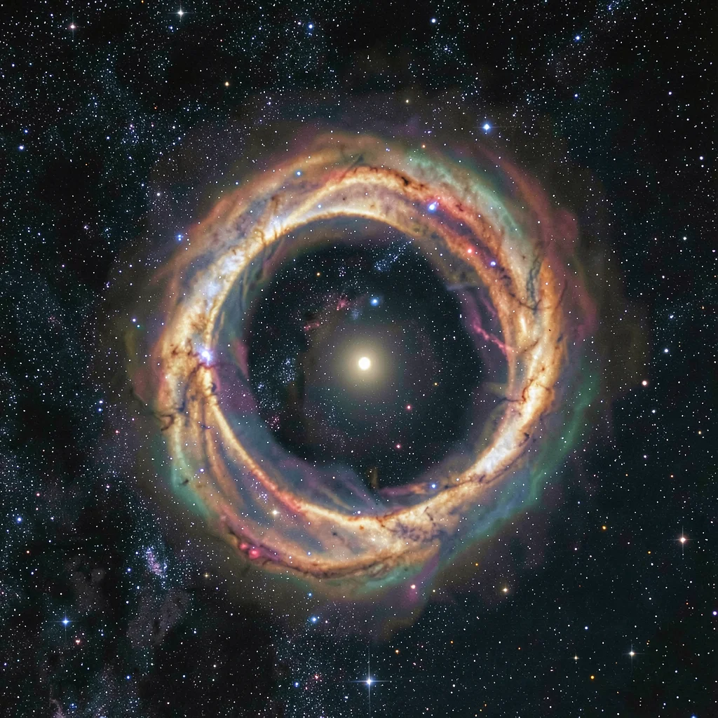A planetary nebula — a ring of glowing expelled gas with a faint central white d