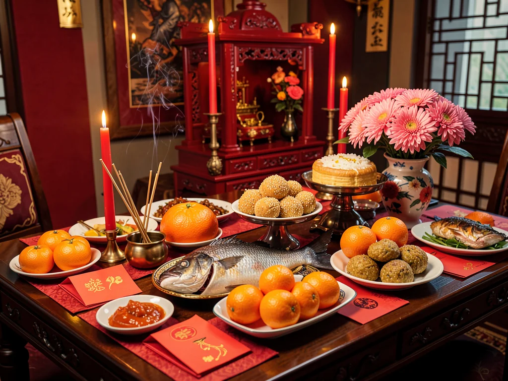 Ceremonial New Year Altar with Offerings