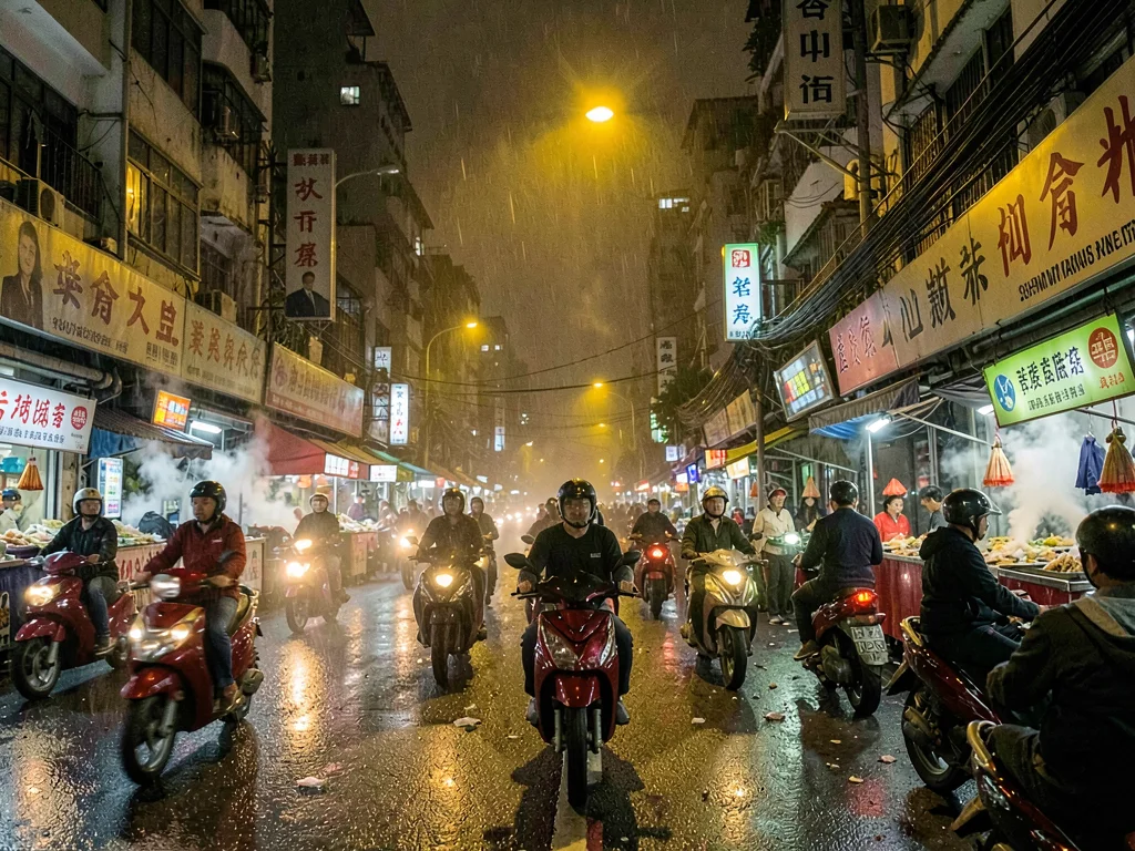 Scooter traffic pre-typhoon