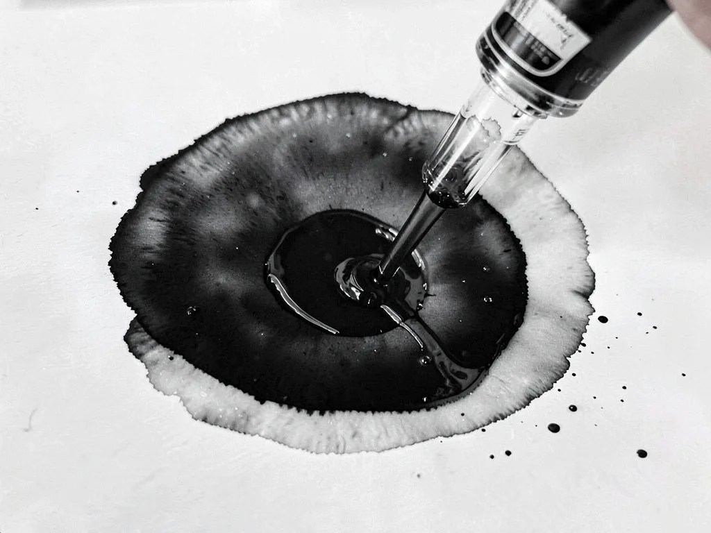 Surface ink meeting injected depth ink