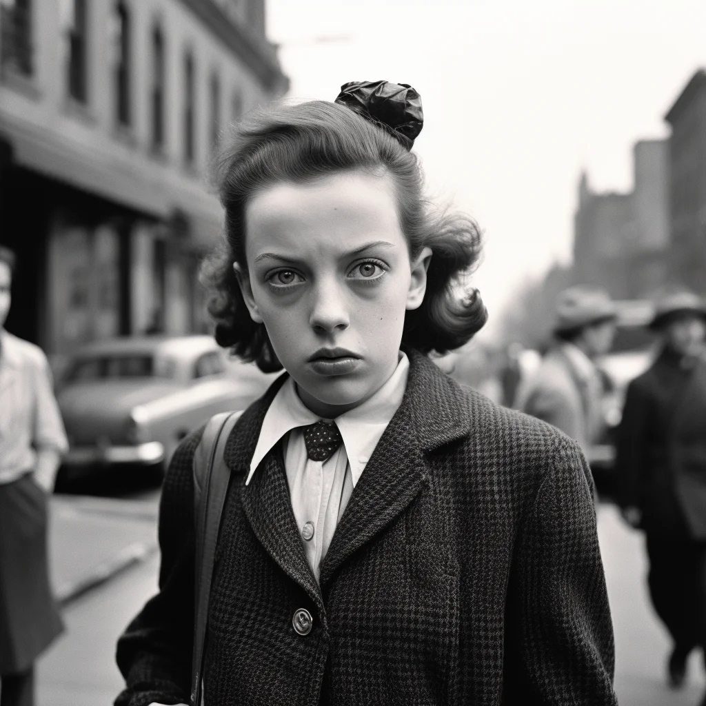 Vivian Maier photo or suburban kid with long forehead