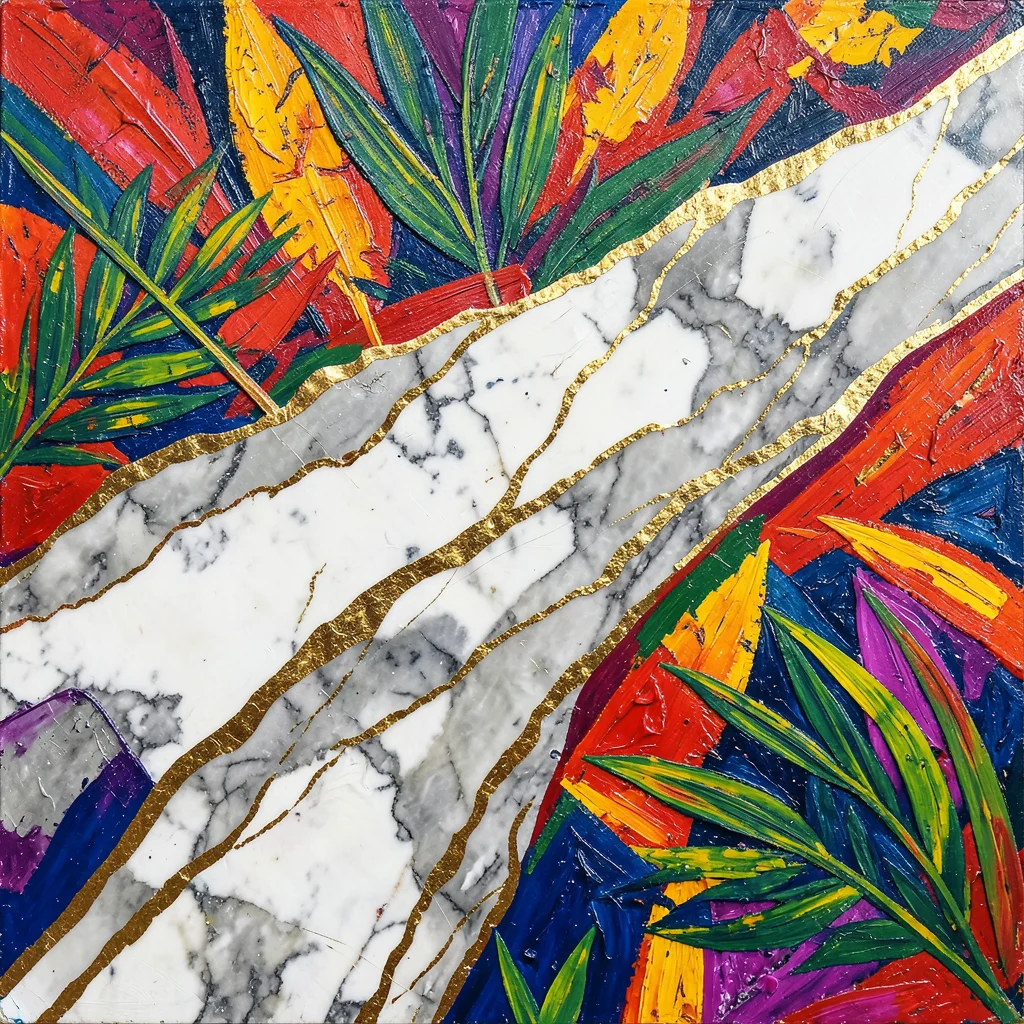 Marble texture with gold veining running through white and grey stone