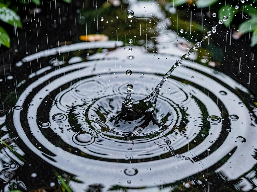 Ripple circles expanding from drop