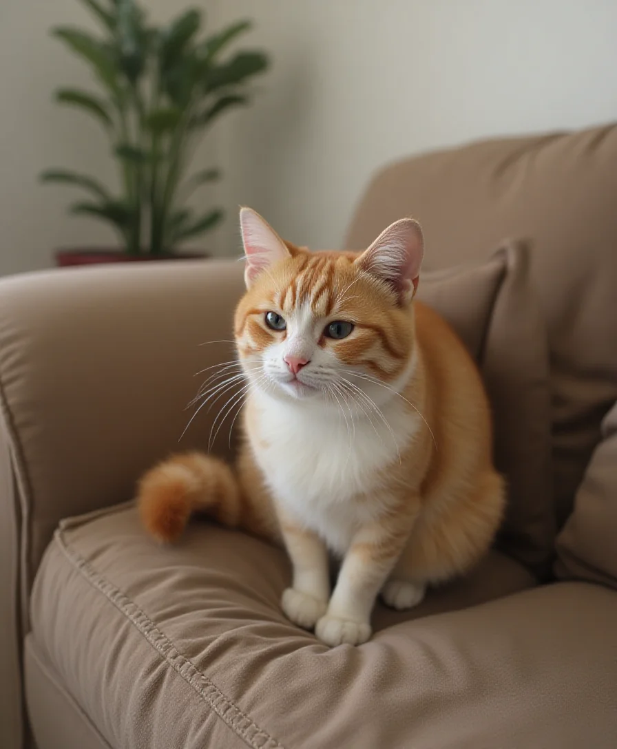 Cat sitting on a couch