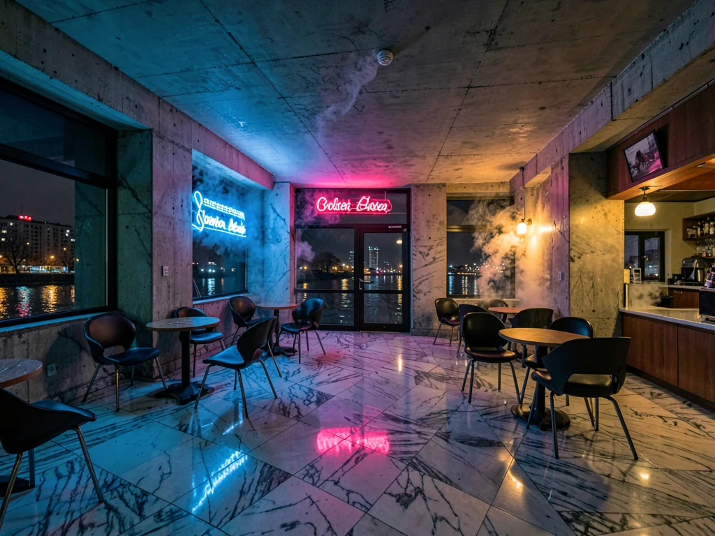 Yugoslav hotel lobby at night