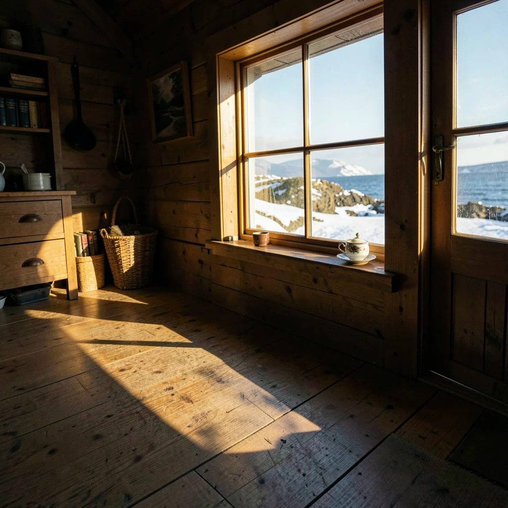 Tasmanian angular sub-Antarctic light, extreme raking shadows, Lighthouse keeper