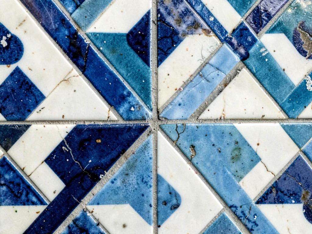 Geometric pattern transition zone between two designs