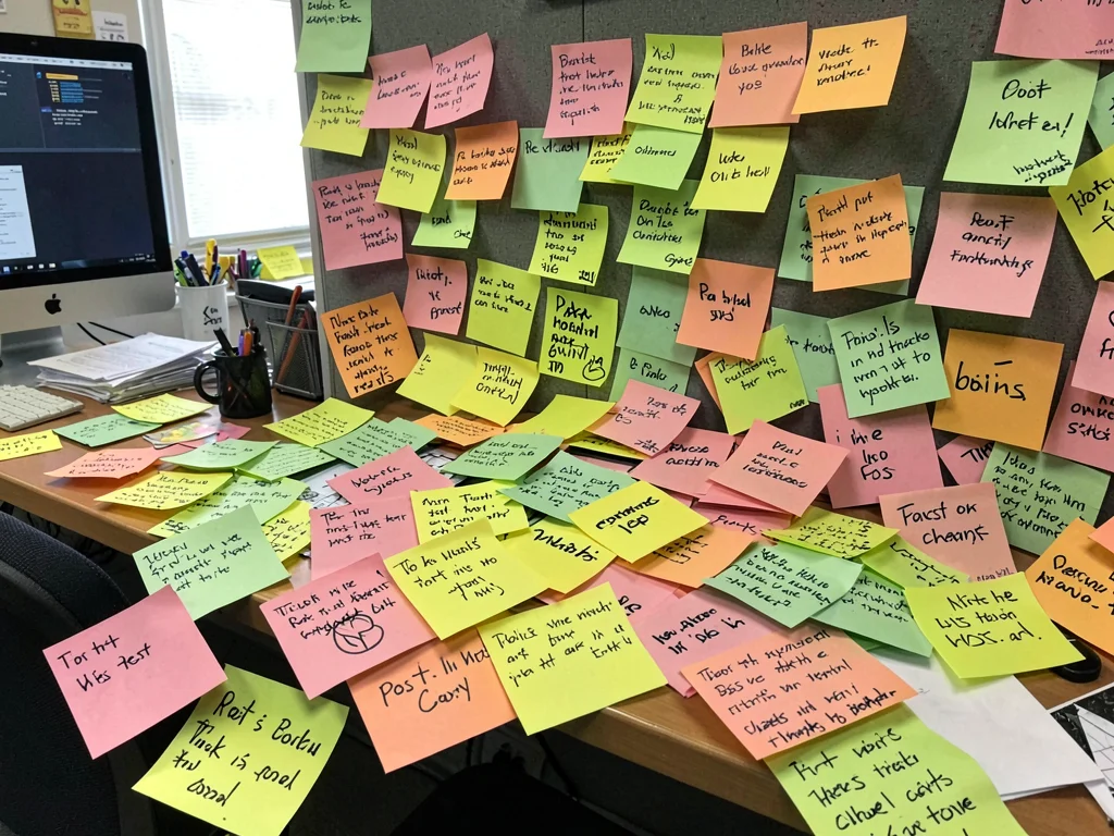 Office prank of entire desk covered in sticky notes, the post-it takeover, retur