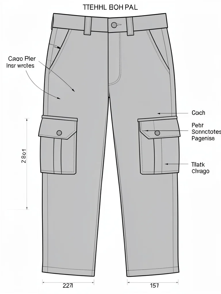 Cargo pants flat pockets snaps