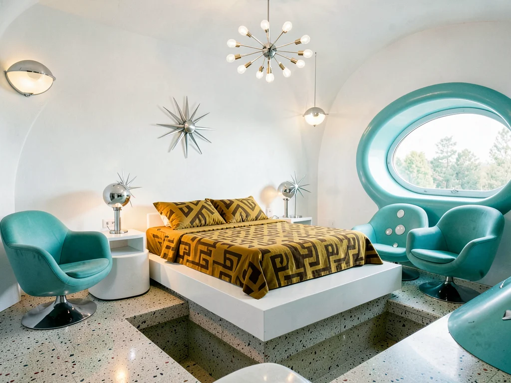 Space Age Bedroom with Globe Lamps