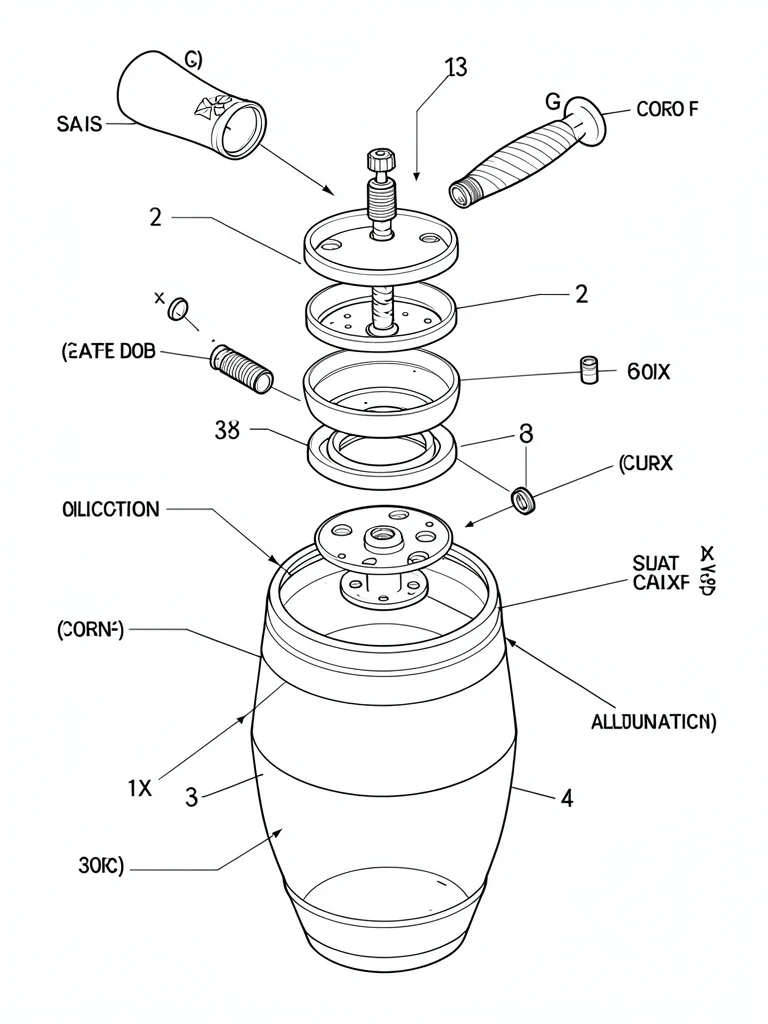 Pepper grinder exploded view