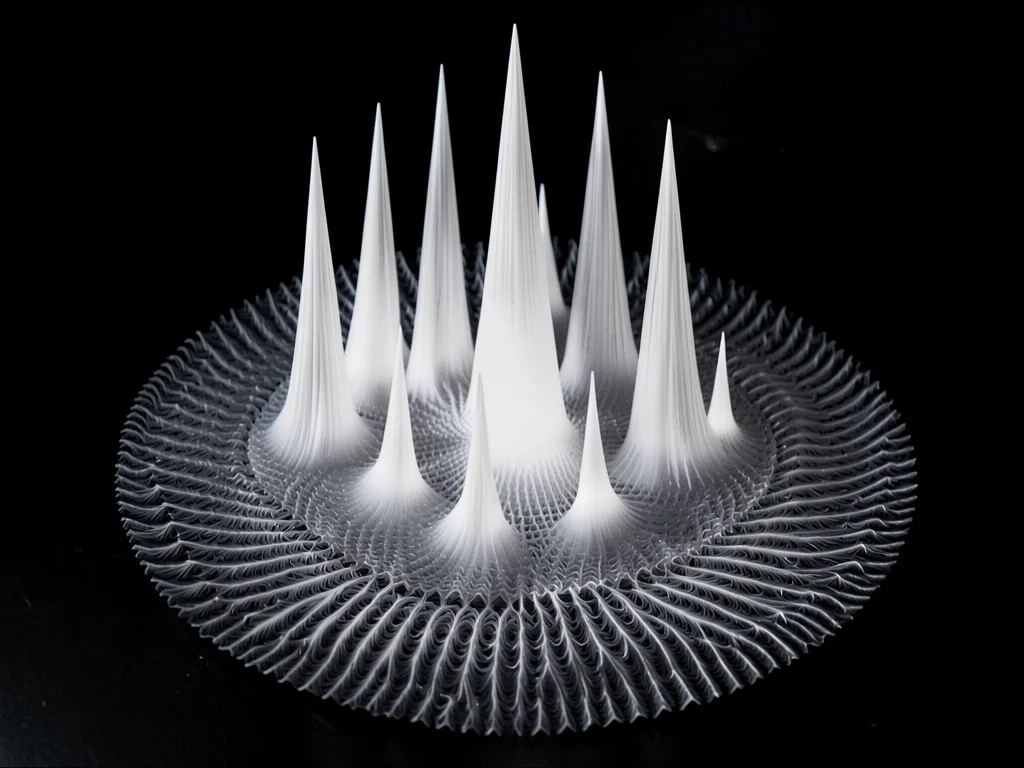 Ferrofluid forming tall spires in response to rhythmic pulse