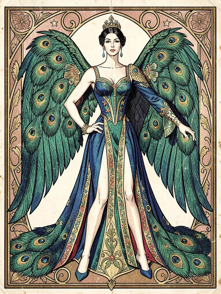 Wing sleeves peacock costume
