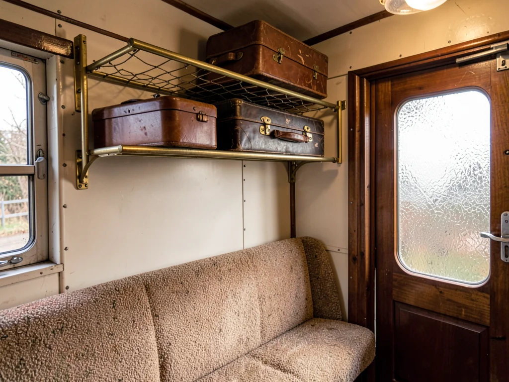 Leather Suitcase Net Rack Moquette Below
