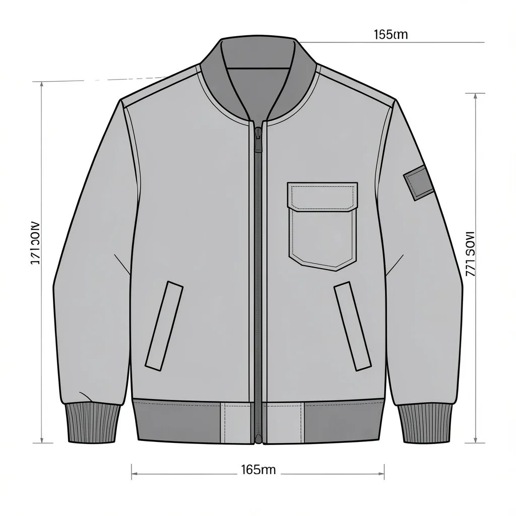 Bomber jacket flat ribbed zip