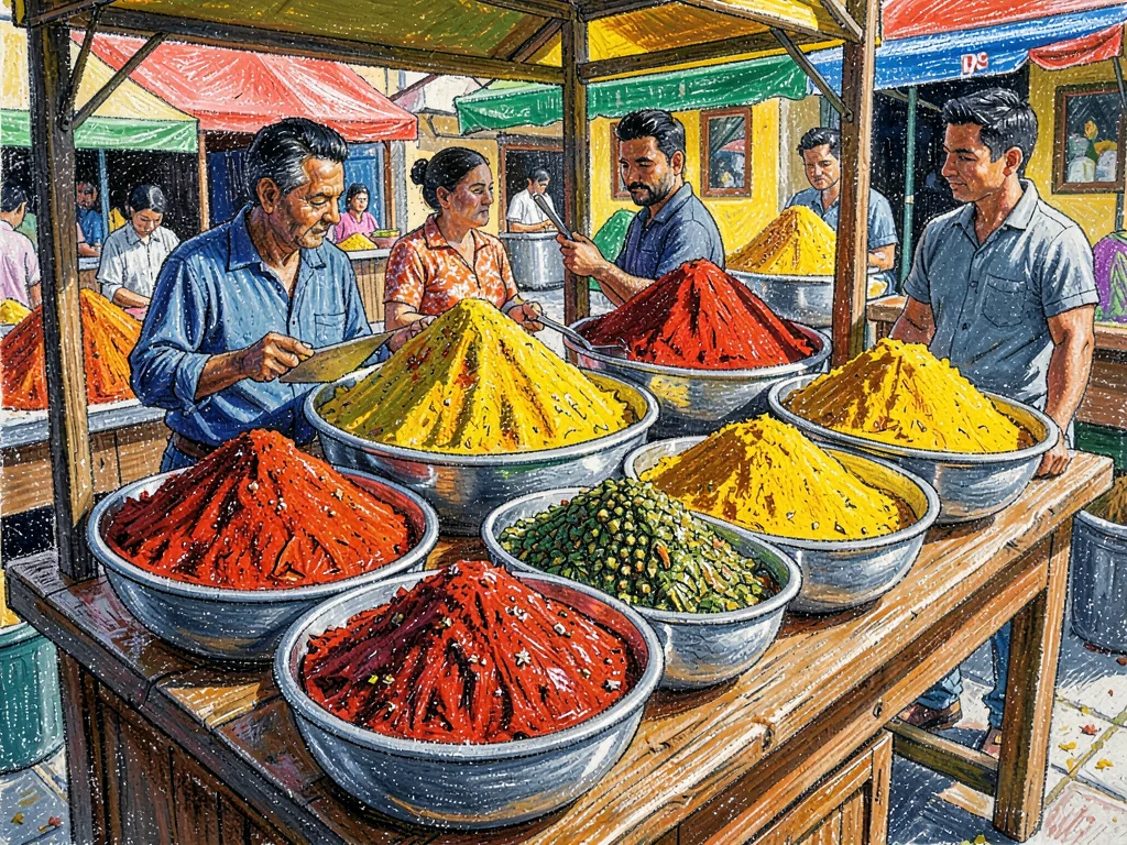 Market stall with colorful spices
