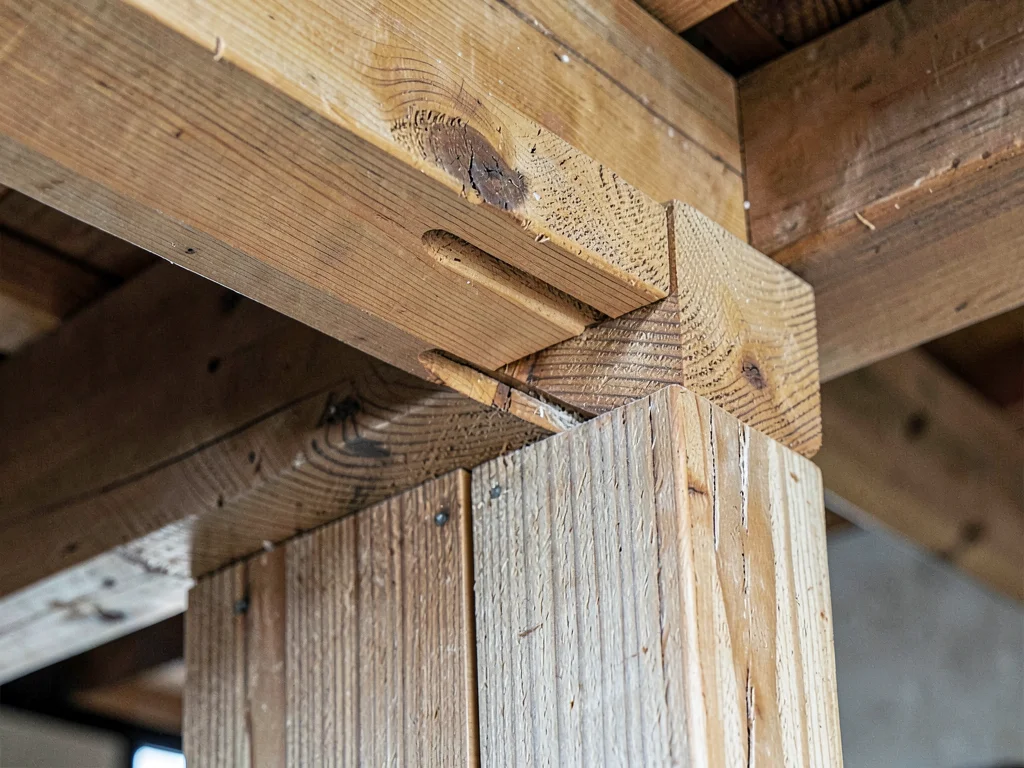 Timber joint showing traditional carpentry