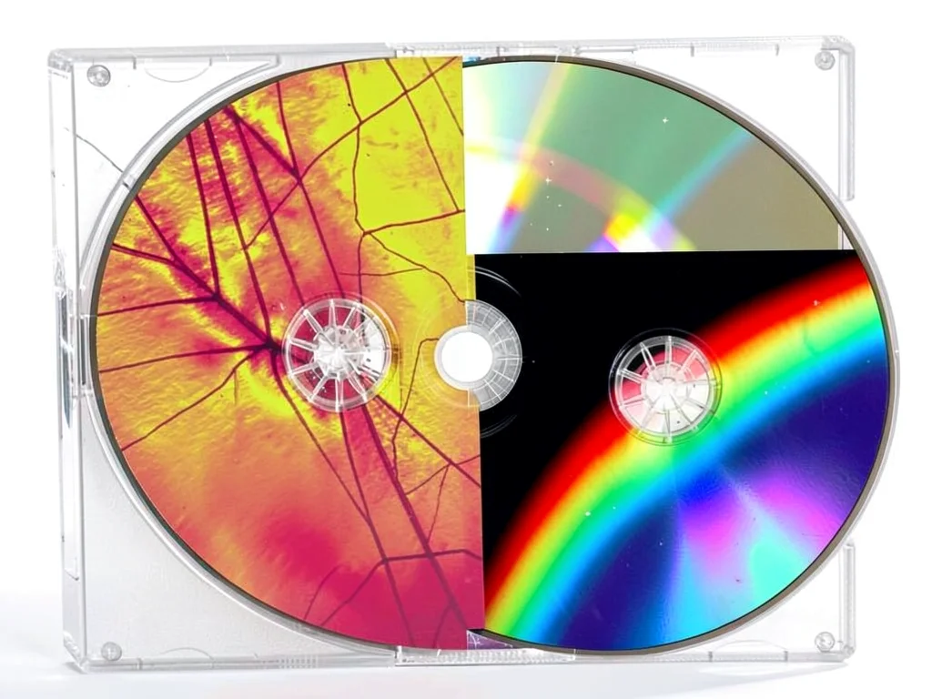CD case showing compression stress patterns