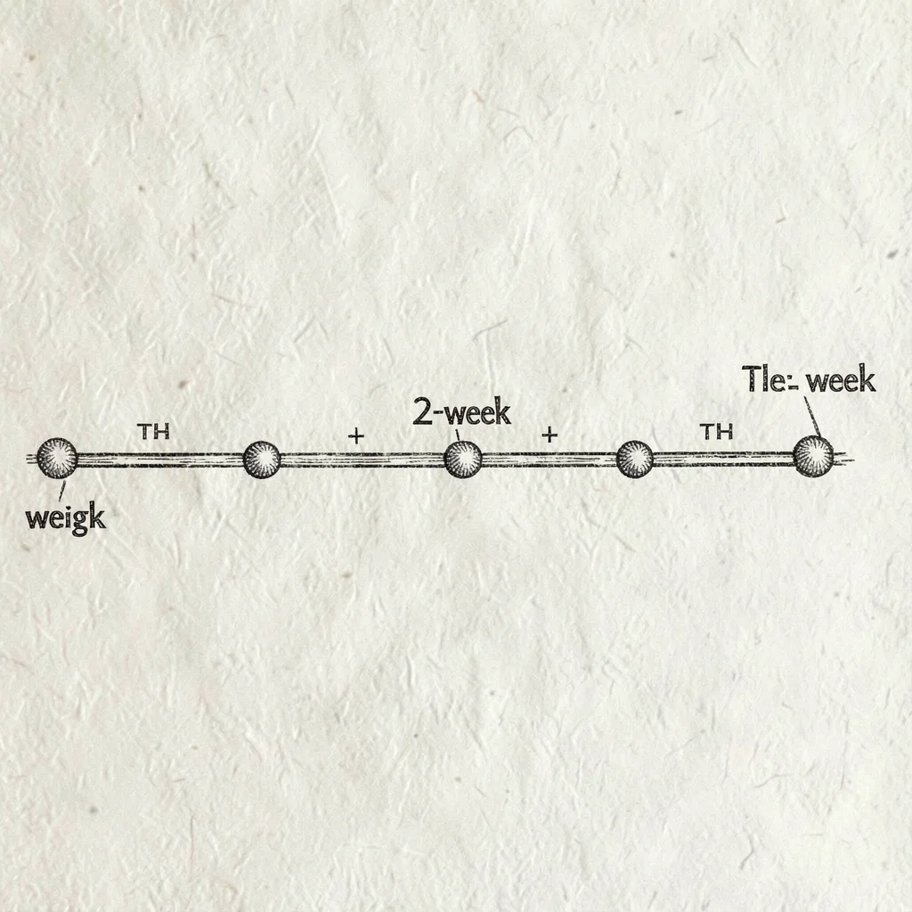 Mapwright editorial style timeline of a 12-week cohort marked as ticks across a 