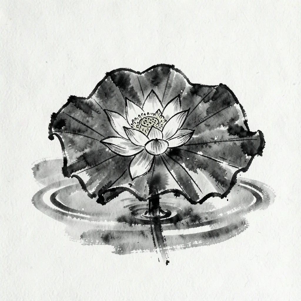 Lotus flower sumi-e