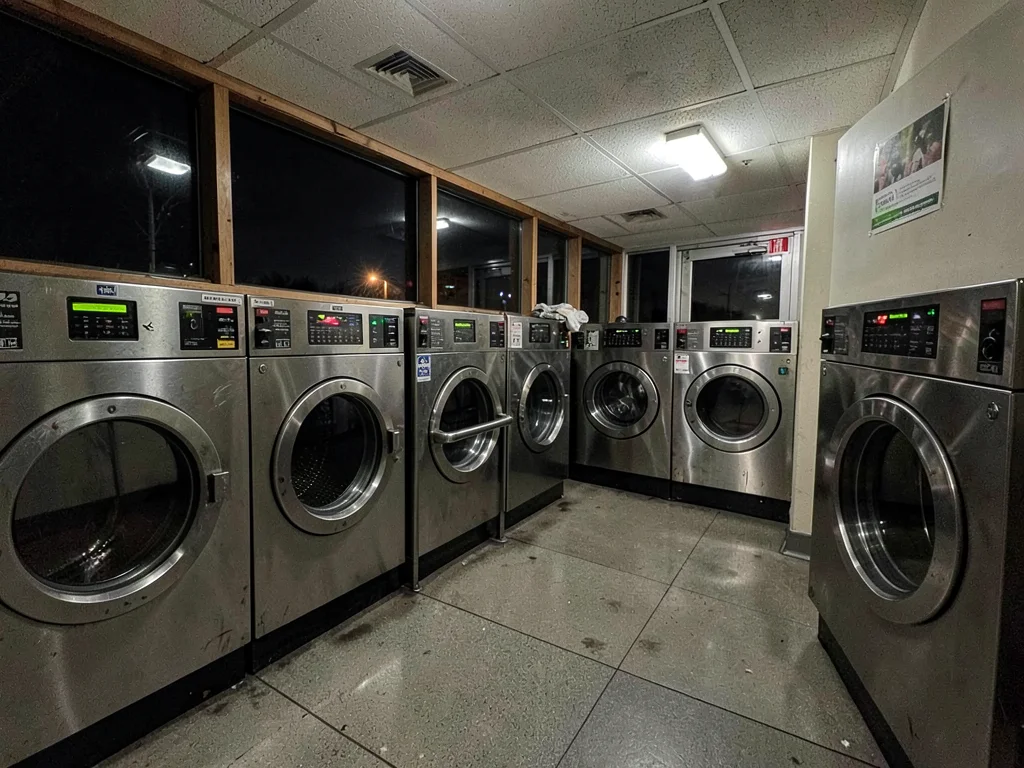 Laundromat at night