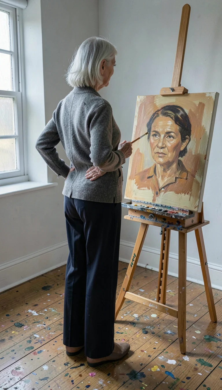 Oil painting, portrait, realistic but painterly, visible brushstrokes on linen, 