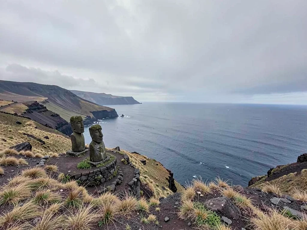 Edge-of-world isolation on Rapa Nui, The grey-blue Pacific stretching to every h
