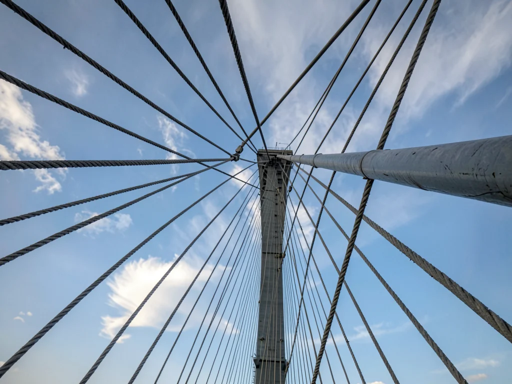 Bridge cables against sky