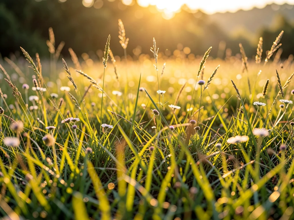 Meadow backlit grass