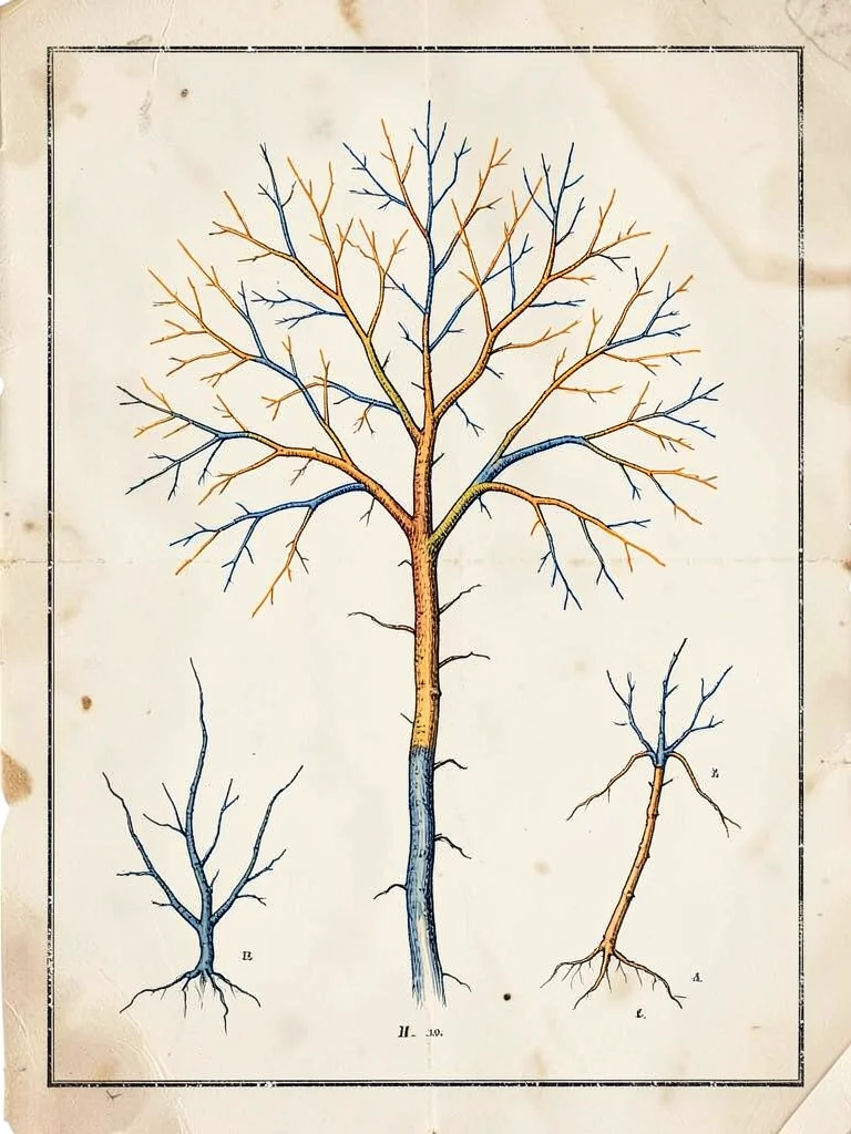 Study plate showing the morphology of a single neuron rendered as a delicate bra