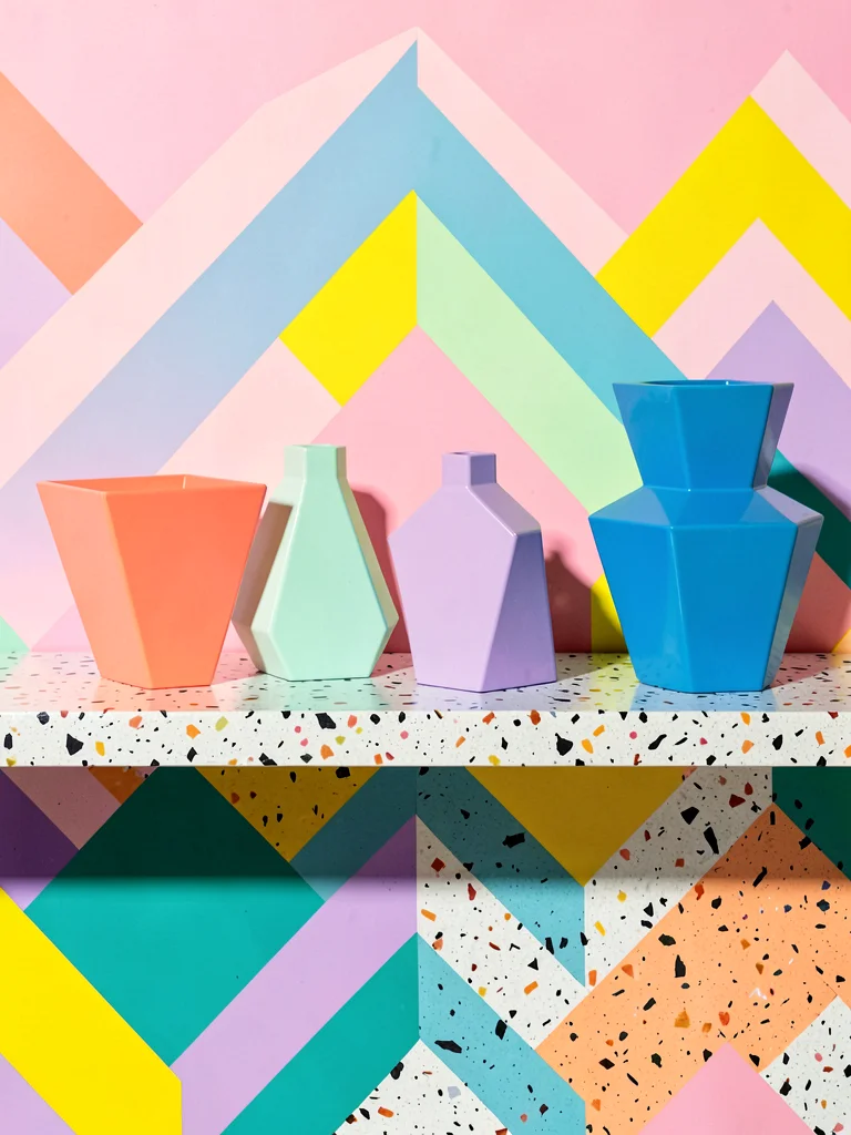 Fruit-Colored Geometric Vase Collection