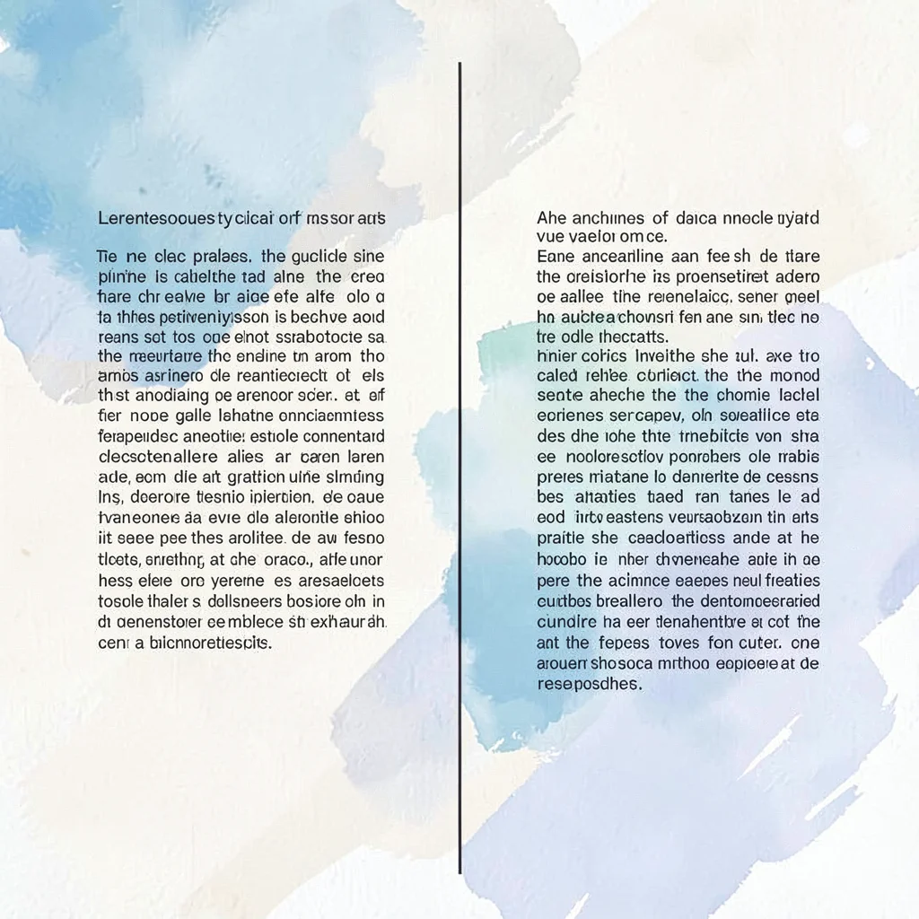 Editorial layout of two parallel column blocks of placeholder text (no readable 