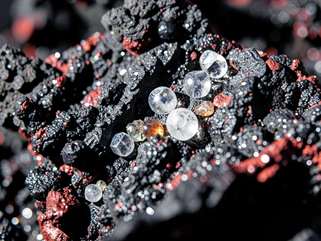 Volcanic glass with rare phenocryst inclusions