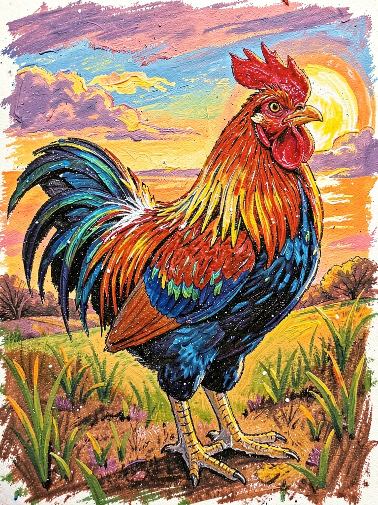 Rooster crowing at dawn