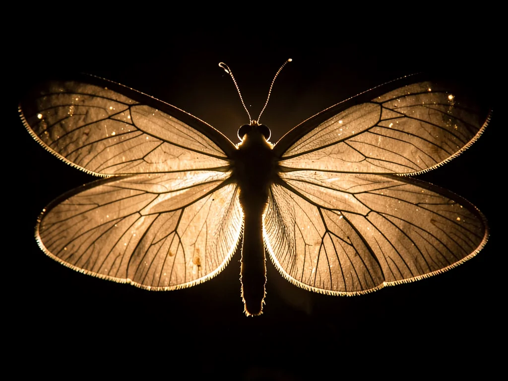 Insect wings backlit showing veins