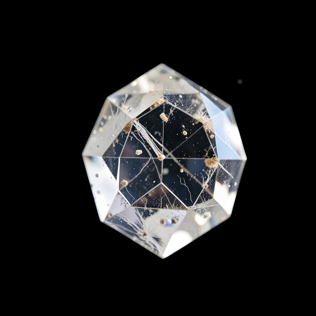 A single grain of sugar magnified to reveal crystalline structure, facets catchi