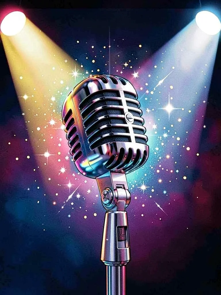 Disco seventies chrome microphone