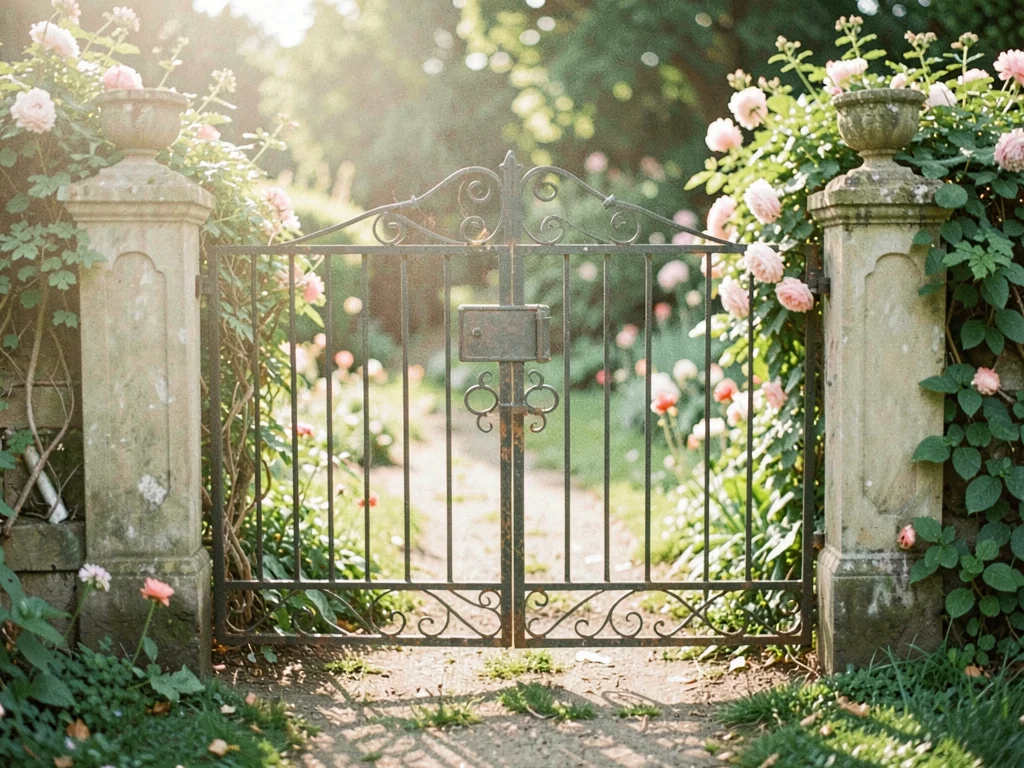 Garden gate soft nostalgic mood