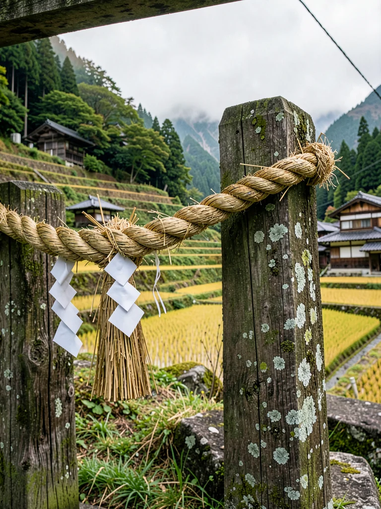 Shimenawa Sacred Rope on Shrine Gate