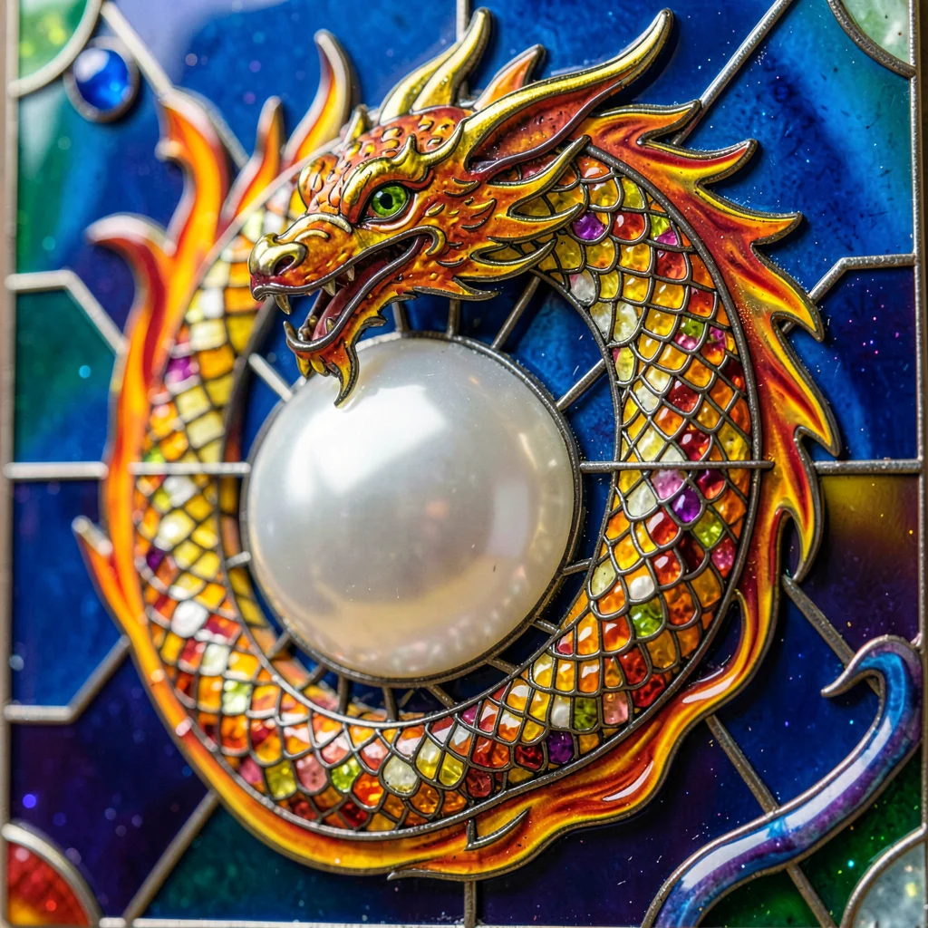 Cloisonne dragon and pearl