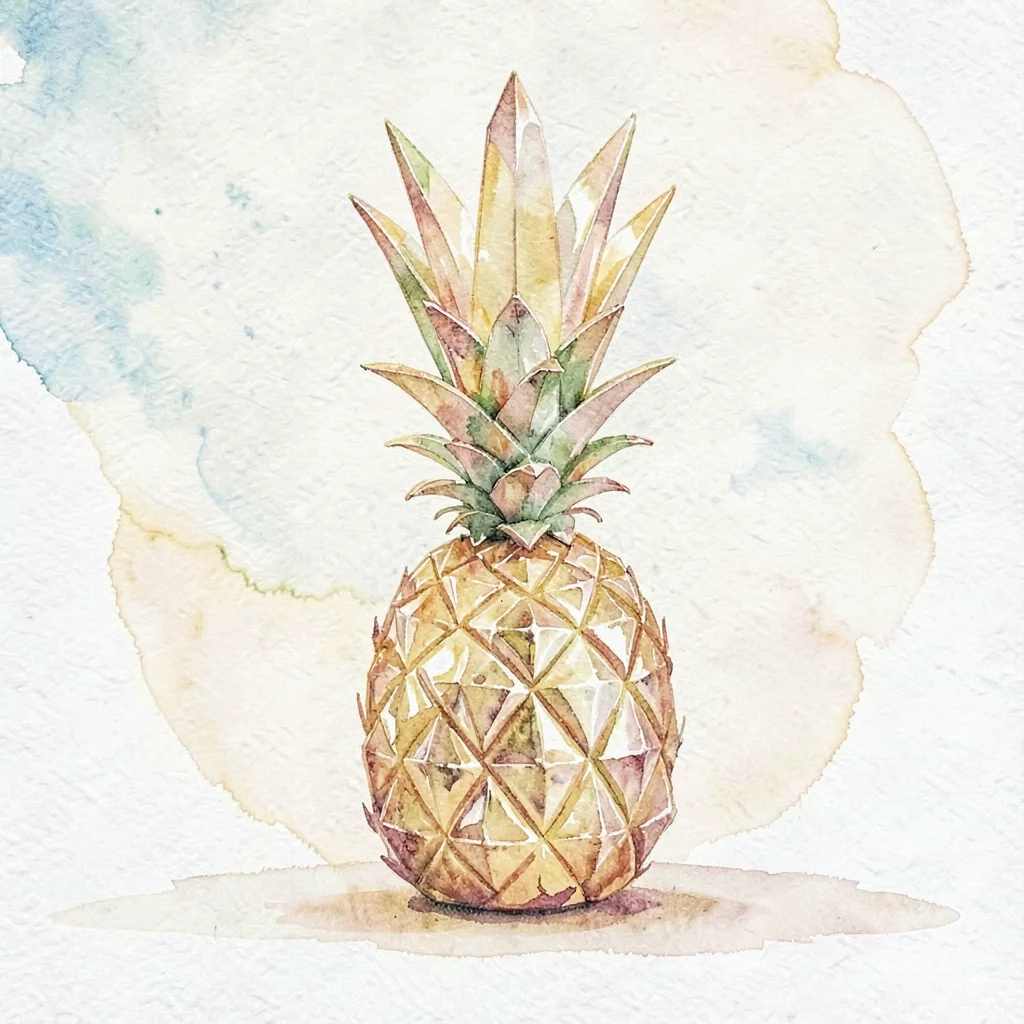 Oversized citrine lowpoly pineapple with a faceted golden body and a tall spiky 