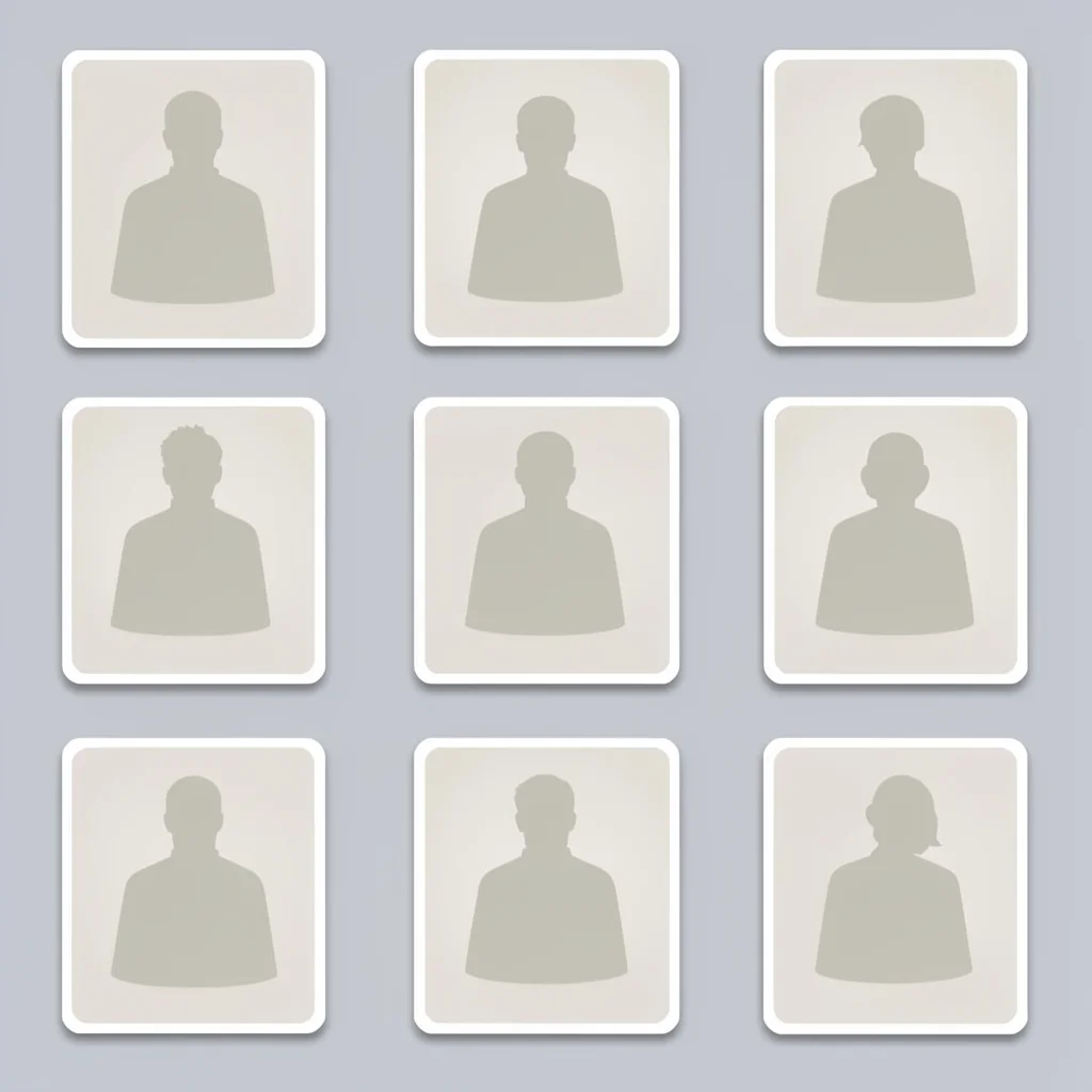 Modular grid of nine pale candidate-card silhouettes representing a roster
